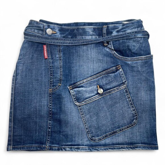 Dsquared2 Denim Mini Wrap Skirt With Pocket Size 38 - Picture 1 of 8